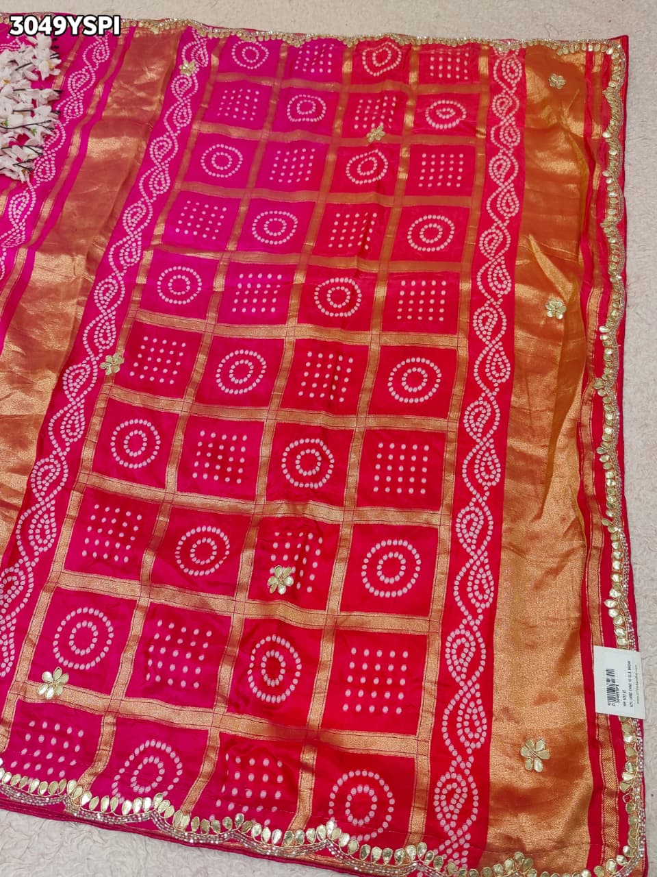 By Bandhani Style Saree with Elegant Gotapatti Cutdana