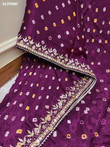 Gaji Silk Bandhej Gotapatti Work Saree for wedding and festival