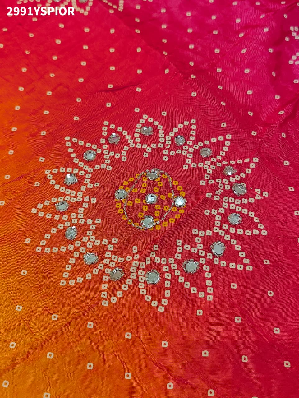 By Graceful Upada Silk Saree with Bandhani Print and Cutdana Work