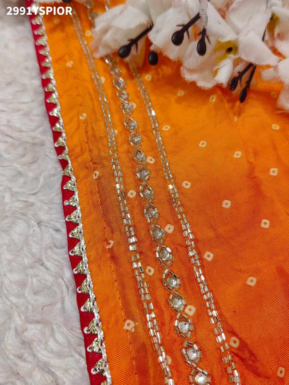 By Graceful Upada Silk Saree with Bandhani Print and Cutdana Work