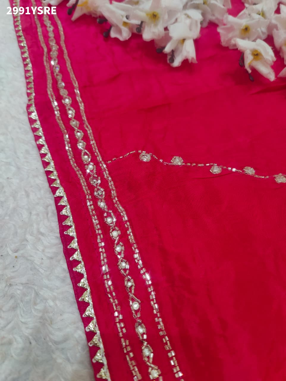 By Graceful Upada Silk Saree with Bandhani Print and Cutdana Work
