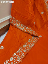 Orange saree with gotapati embroidery for weddings