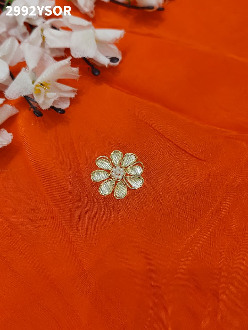 Orange saree with gotapati embroidery for weddings