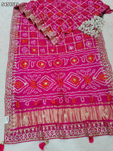KcPc New Traditional Bandhani Style Gaji Silk Saree with Gota Patti EmbellishmentAMT