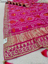 KcPc New Traditional Bandhani Style Gaji Silk Saree with Gota Patti EmbellishmentAMT