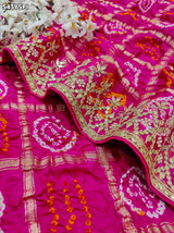 KcPc New Traditional Bandhani Style Gaji Silk Saree with Gota Patti EmbellishmentAMT