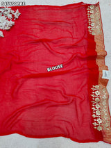 Traditional Khaddi Georgette Bandhani Saree with Gota Patti