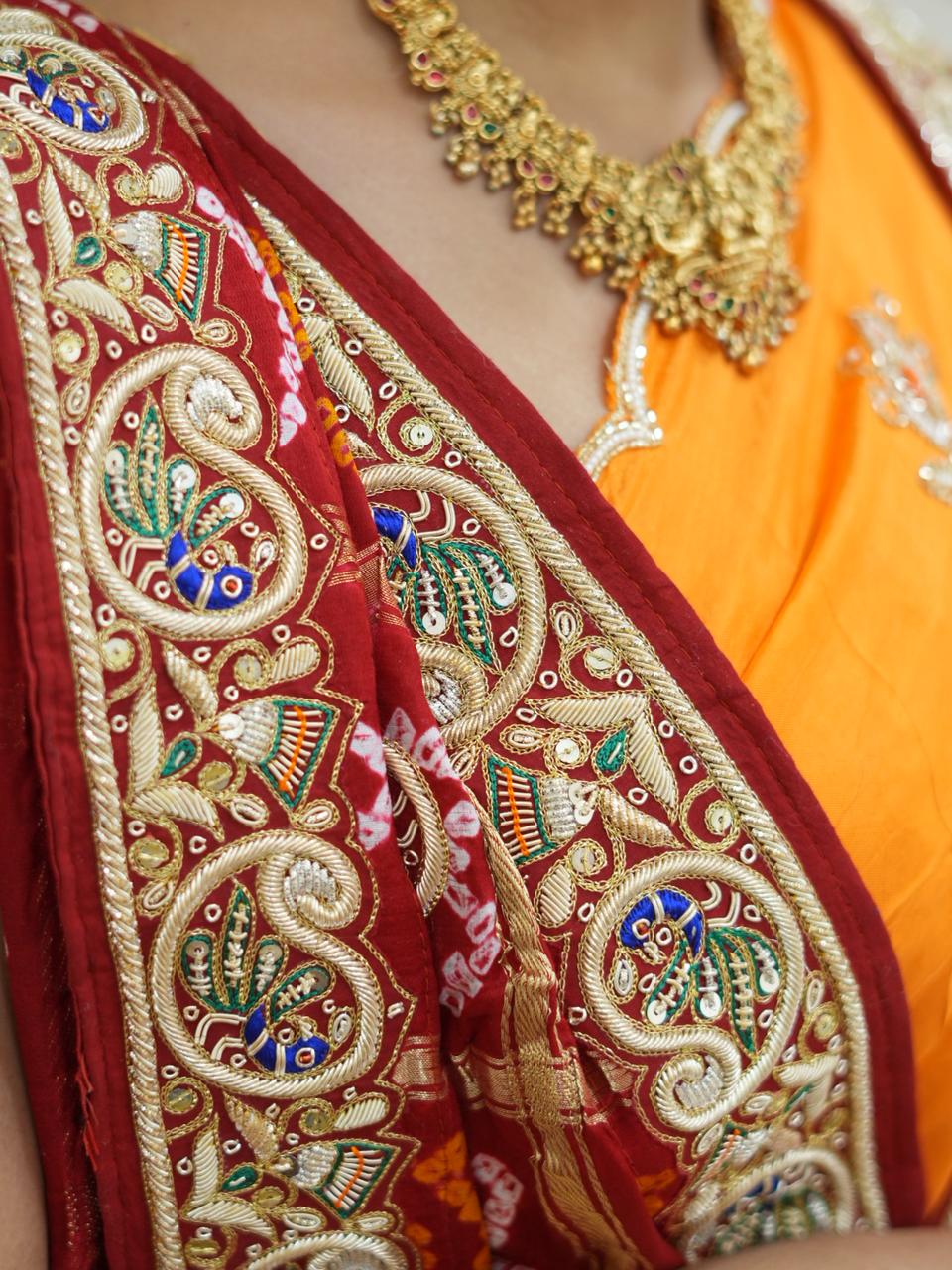 KcPc New Traditional Bandhani Gaji Silk Odhna Zardozi HighlightsMNL