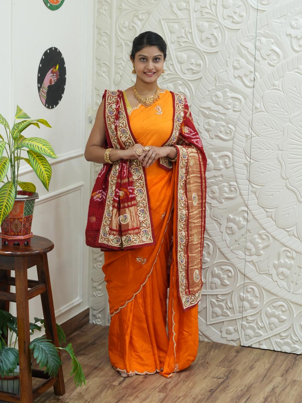 KcPc New Traditional Bandhani Gaji Silk Odhna Zardozi HighlightsMNL
