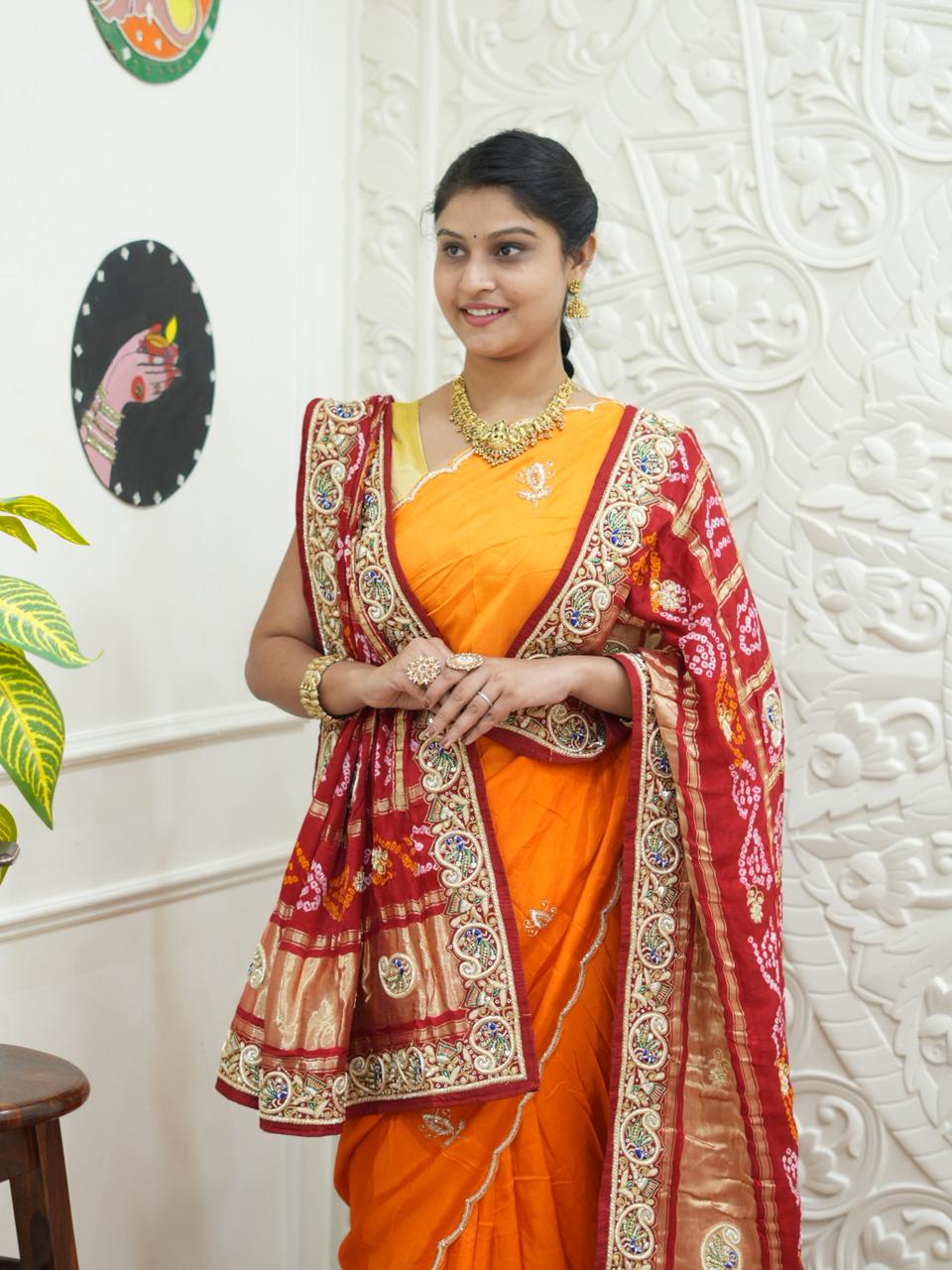 KcPc New Traditional Bandhani Gaji Silk Odhna Zardozi HighlightsMNL