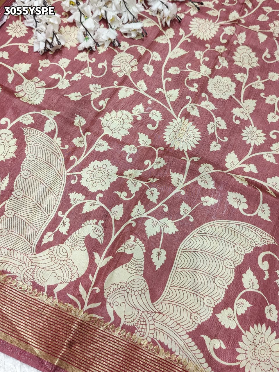 By Viscose Silk Printed Saree with Zari Border Party Wear Collection