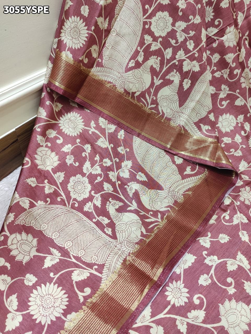 By Viscose Silk Printed Saree with Zari Border Party Wear Collection