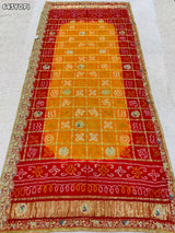 KcPc Pure Gaji Silk Ghatchola Bandhani With Zardoji Work Chunri Pila Odhna