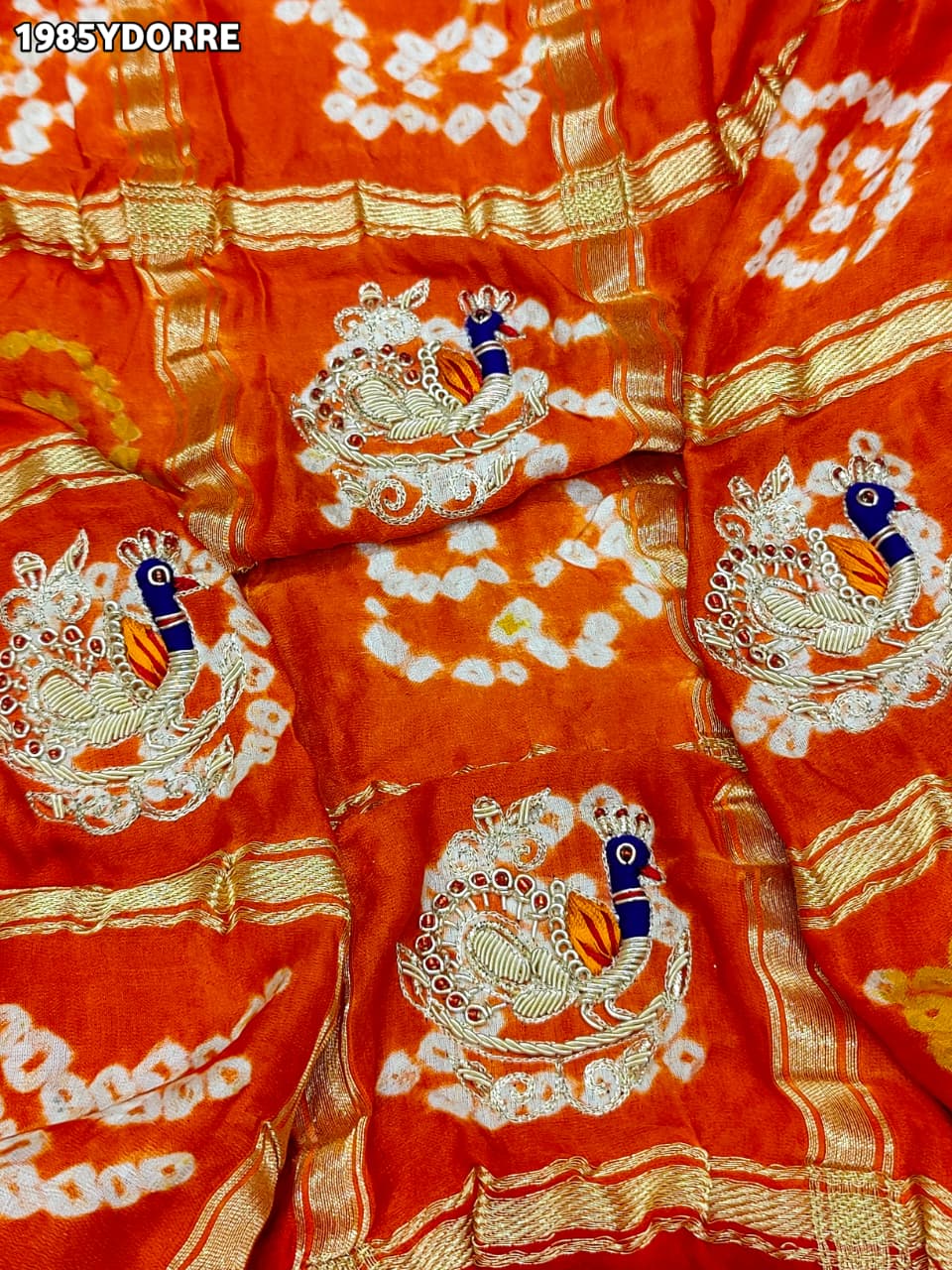 KcPc New Beautiful Arrival Pure Gaji Silk Marwadi Peacock Style Chunri PilaMNL
