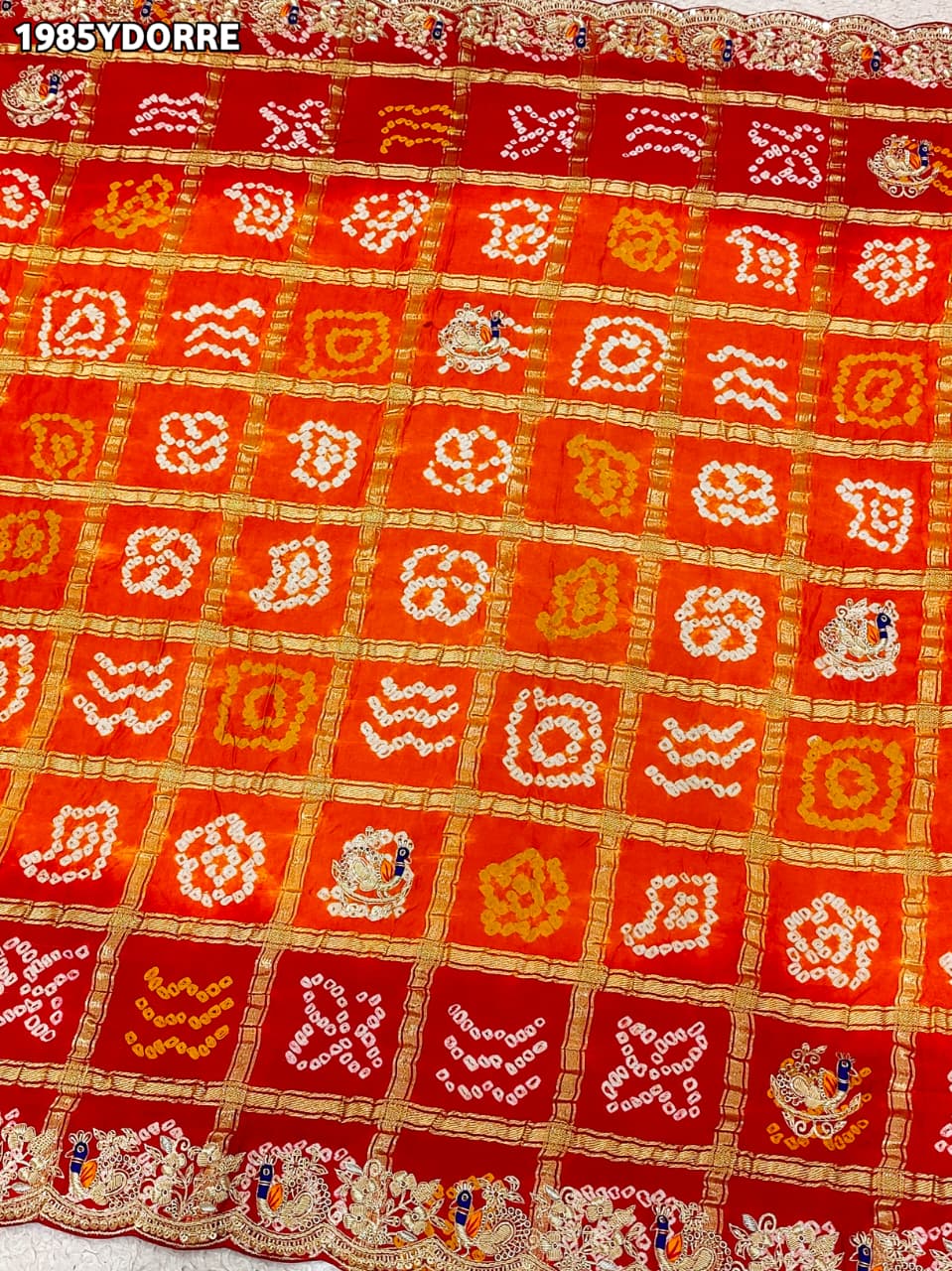 KcPc New Beautiful Arrival Pure Gaji Silk Marwadi Peacock Style Chunri PilaMNL