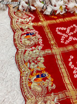 KcPc New Beautiful Arrival Pure Gaji Silk Marwadi Peacock Style Chunri PilaMNL