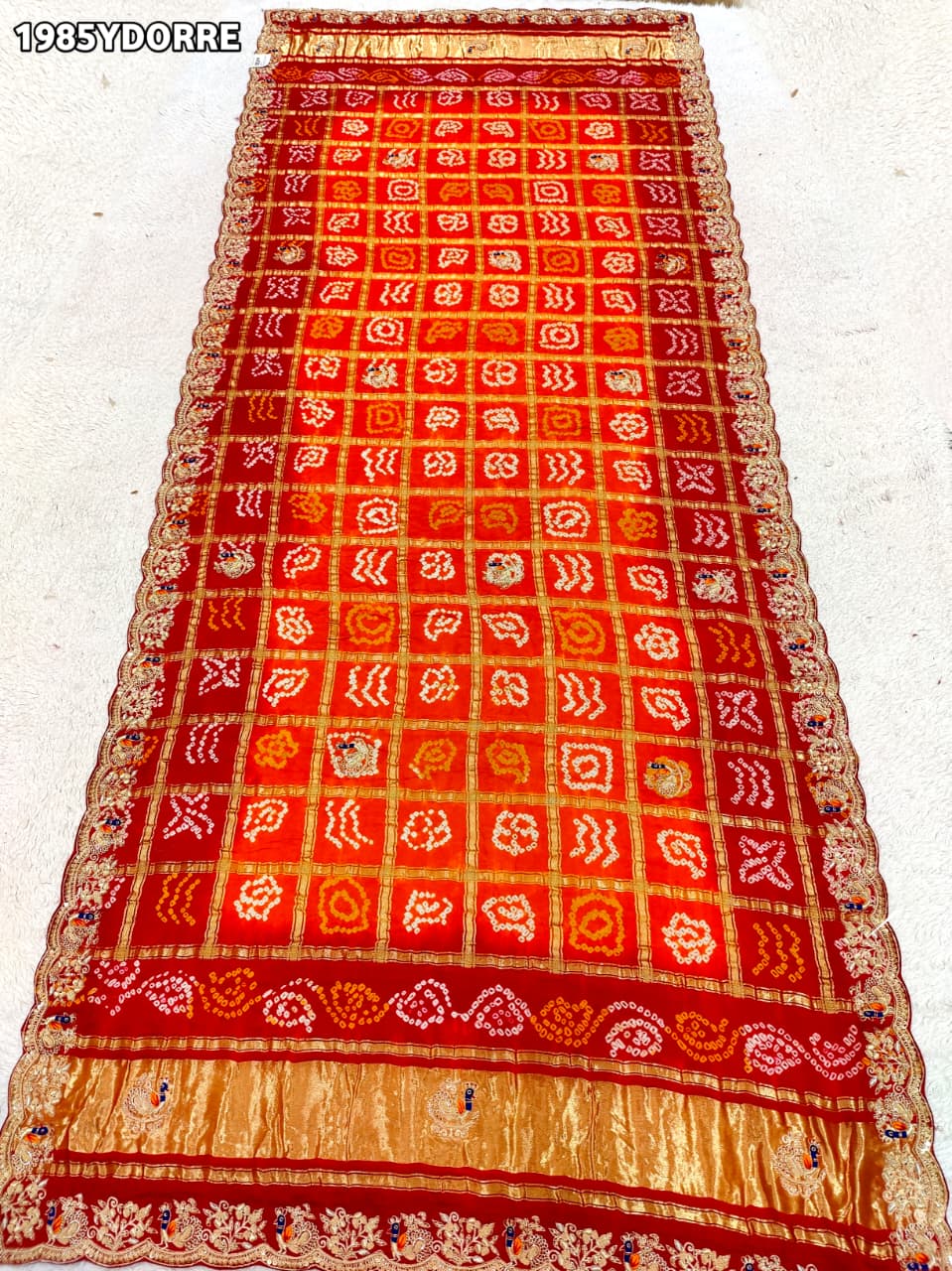 KcPc New Beautiful Arrival Pure Gaji Silk Marwadi Peacock Style Chunri PilaMNL