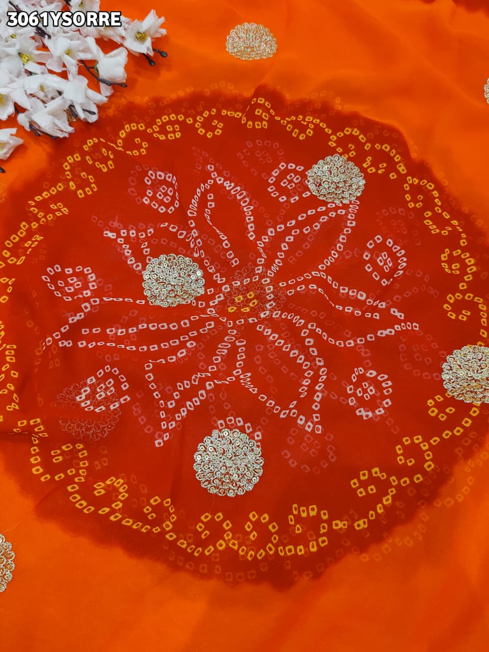 By New Georgette Bandhani Saree Featuring Elegant Ari Embroidery Perfect for Festive Occasions