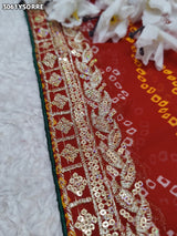 By New Georgette Bandhani Saree Featuring Elegant Ari Embroidery Perfect for Festive Occasions