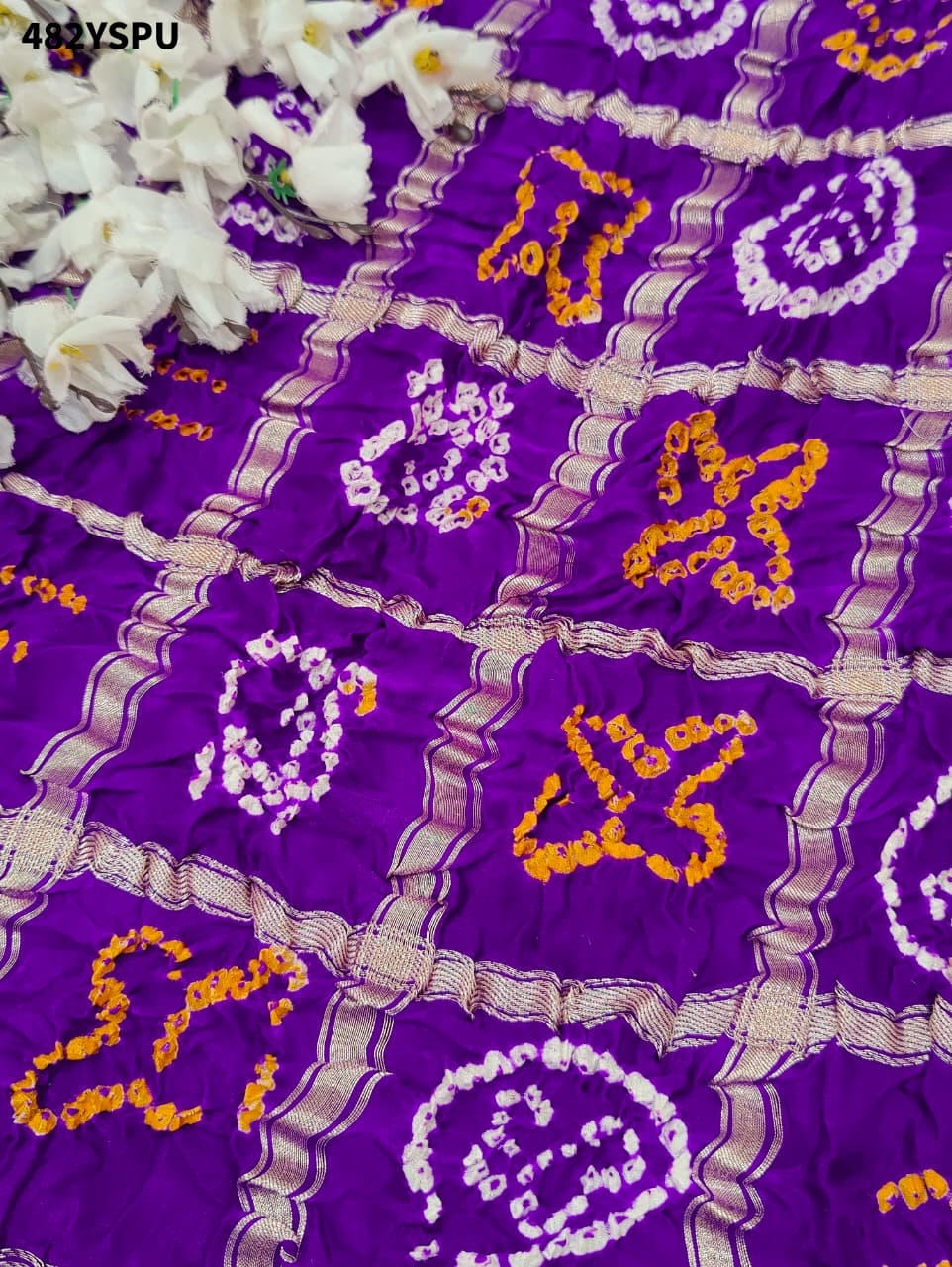 By New Pure Gaji Silk Bandhani Saree with Ghatchola Heavy Gotapatti Work