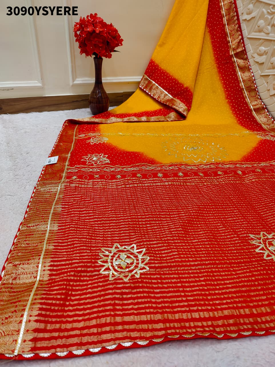 KcPc New Festive Wear Bandhani Saree in Nylon Viscose Silk GAN