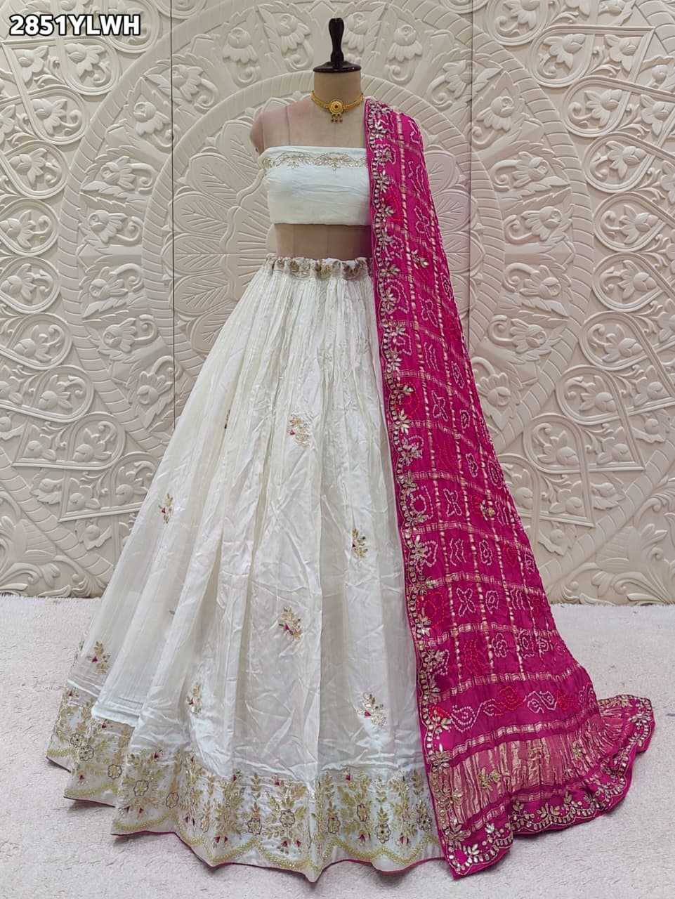 Buy New Bandhani Lehenga with Cutdana Gota Patti Work KcPc