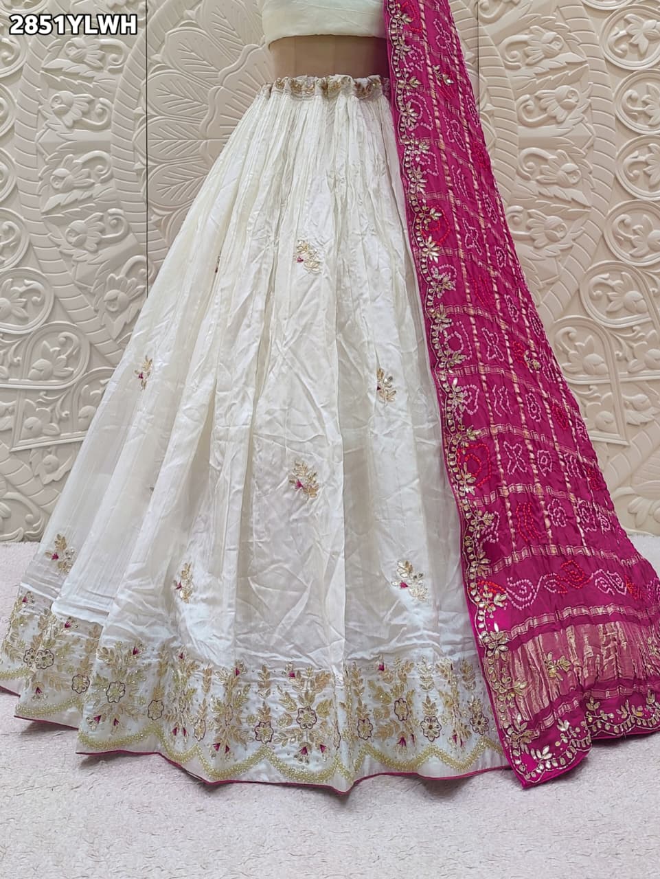 Buy New Bandhani Lehenga with Cutdana Gota Patti Work KcPc