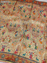 KcPc New Traditional Meenakari Charm in Tusser Tissue Gold Saree with Zardosi WorkRB
