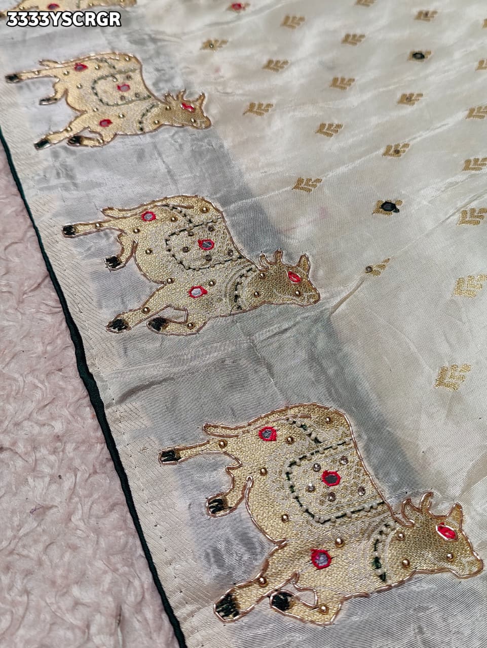 KcPc New Premium Upada Silk Banarasi Saree with Mirror Embellishment RB