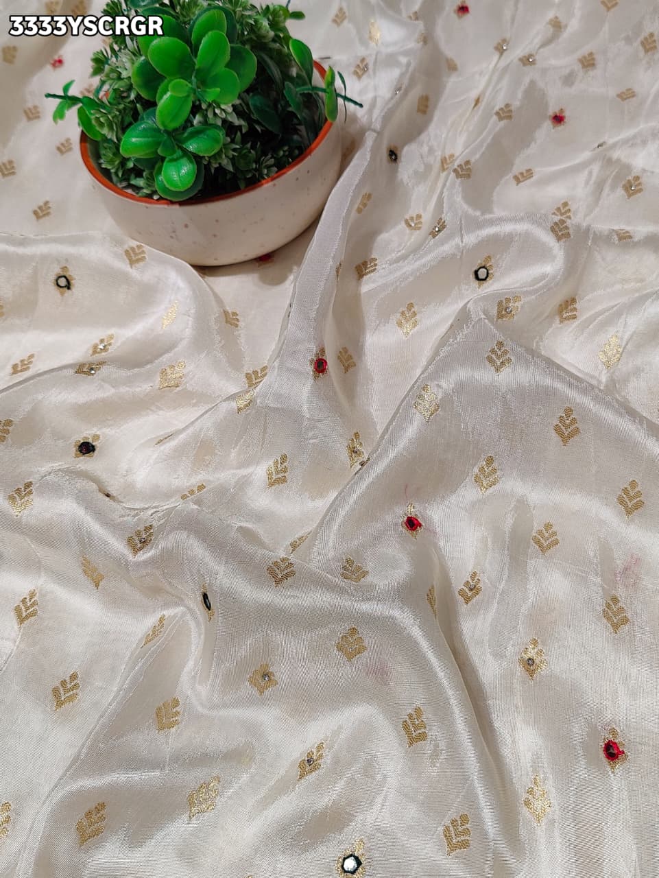 KcPc New Premium Upada Silk Banarasi Saree with Mirror Embellishment RB