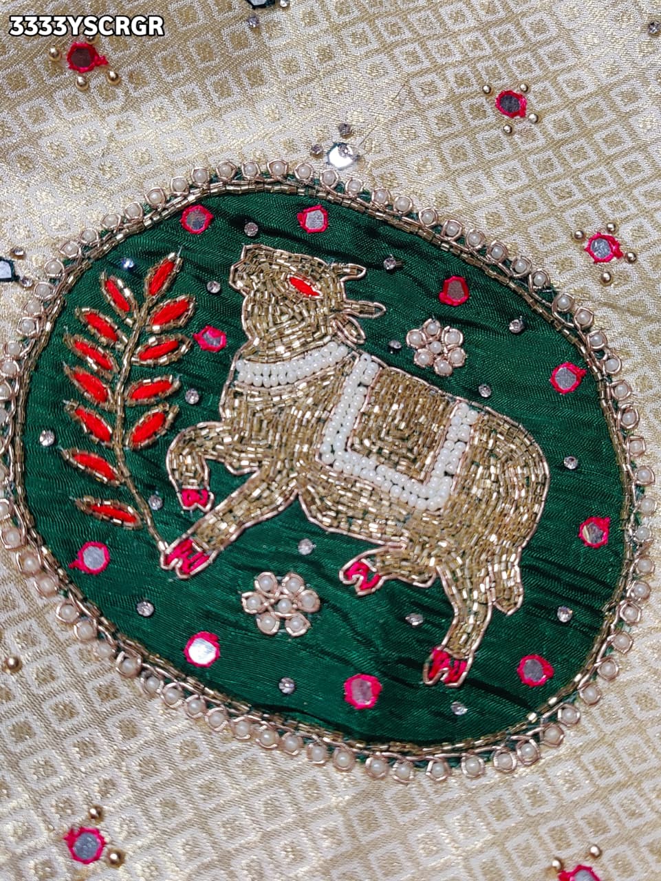 KcPc New Premium Upada Silk Banarasi Saree with Mirror Embellishment RB
