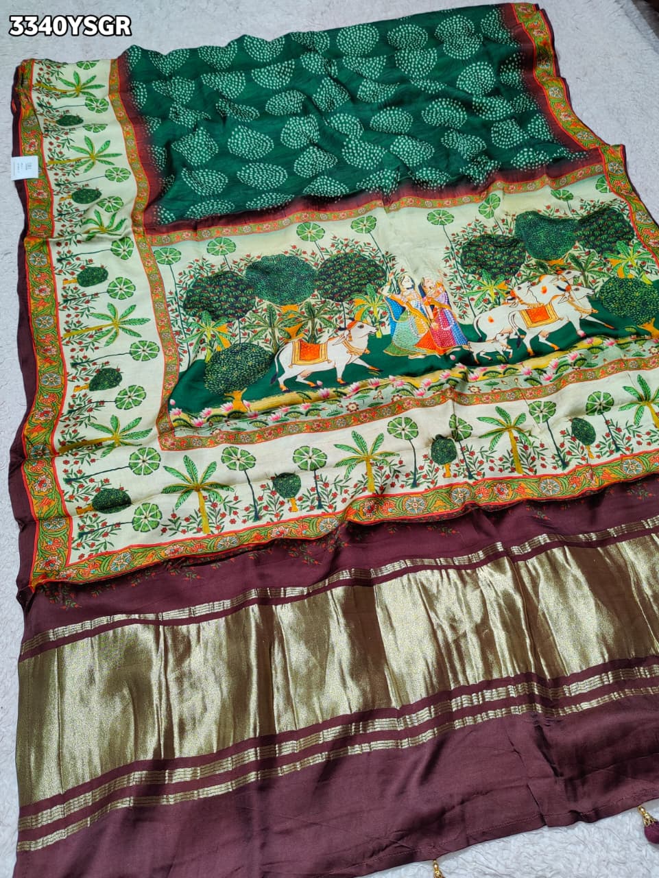 KcPc New Premium Gaji Silk Kalamkari Style Saree with Traditional Appeal APL