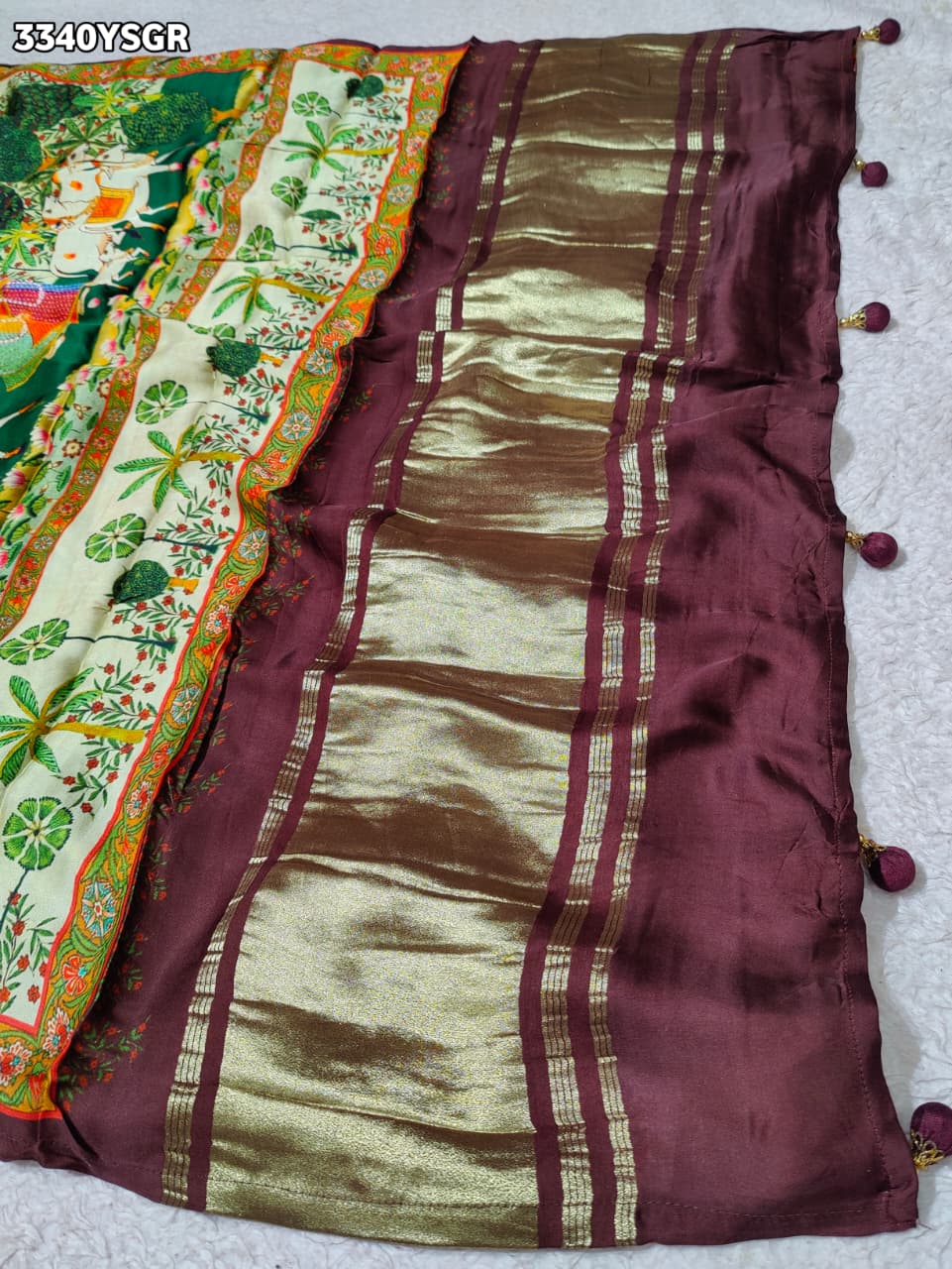 KcPc New Premium Gaji Silk Kalamkari Style Saree with Traditional Appeal APL