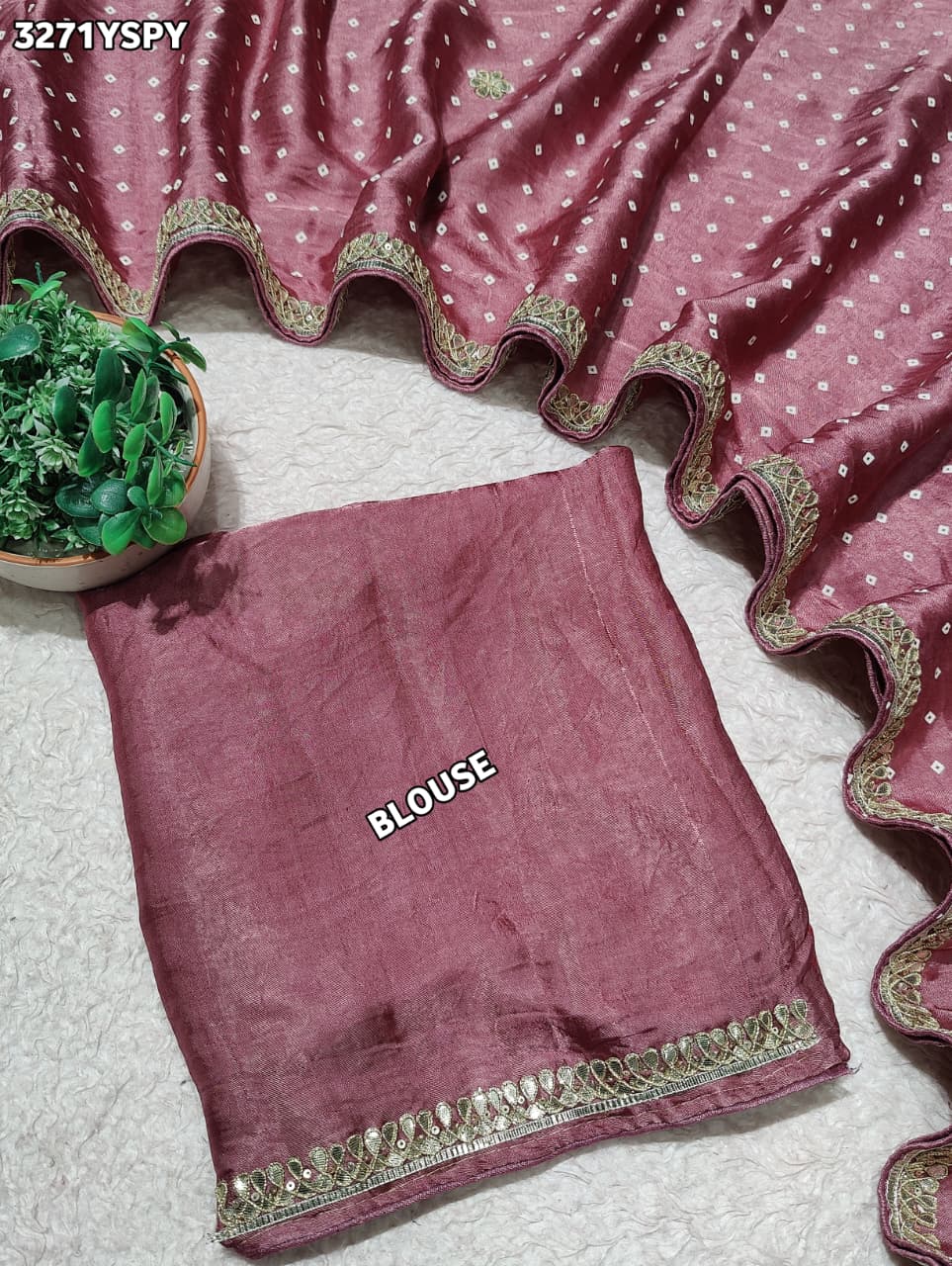 Buy New Bandhani Saree with Elegant Gotapatti Work KcPc