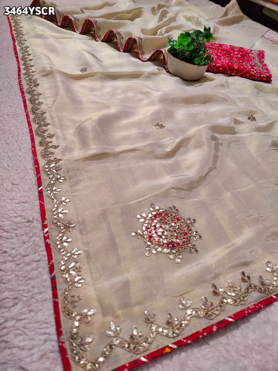 Buy New Designer Saree With Traditional Gotapatti Work KcPc