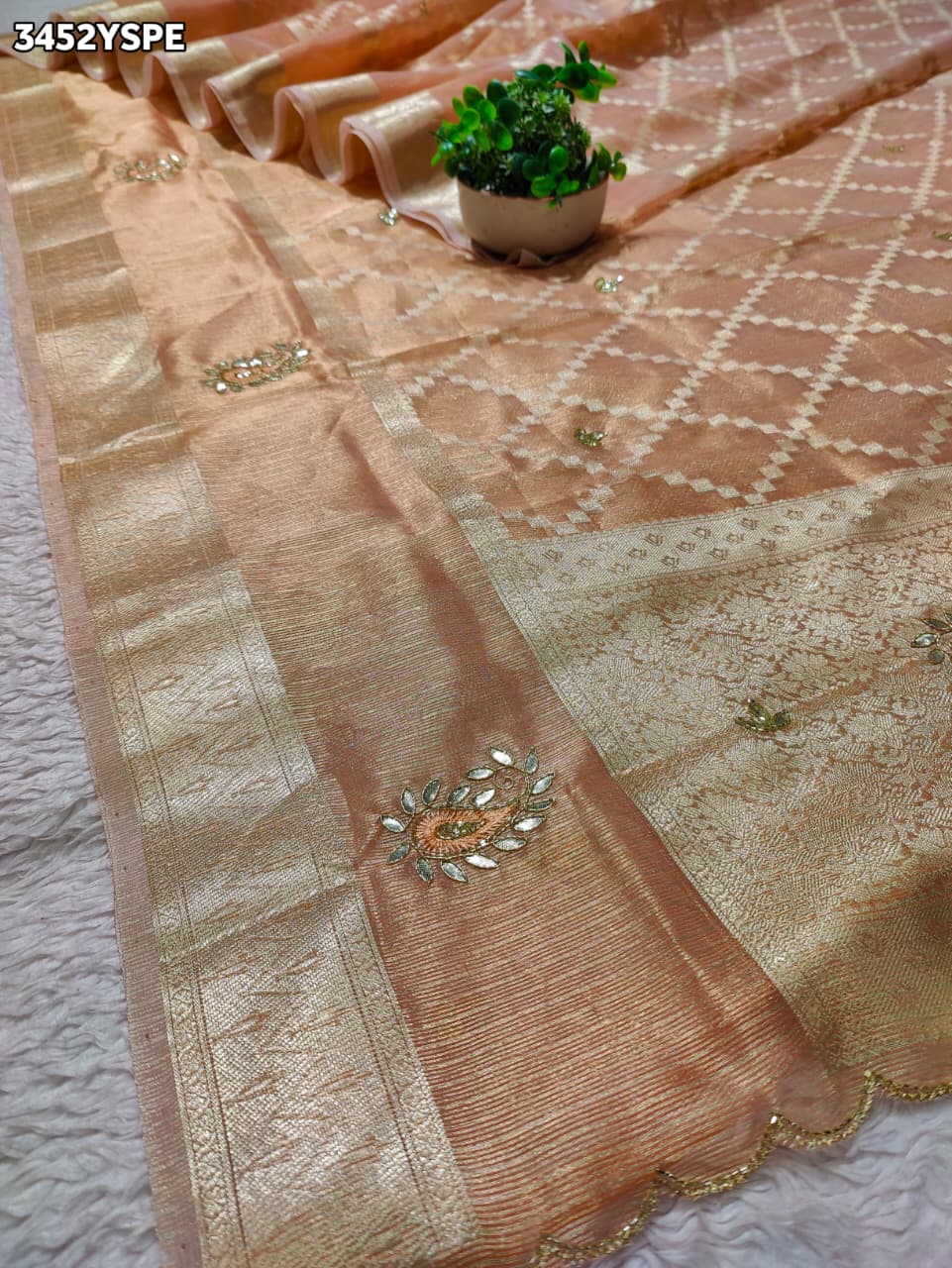 Buy Banarasi Style Saree with Cutdana Work KcPc