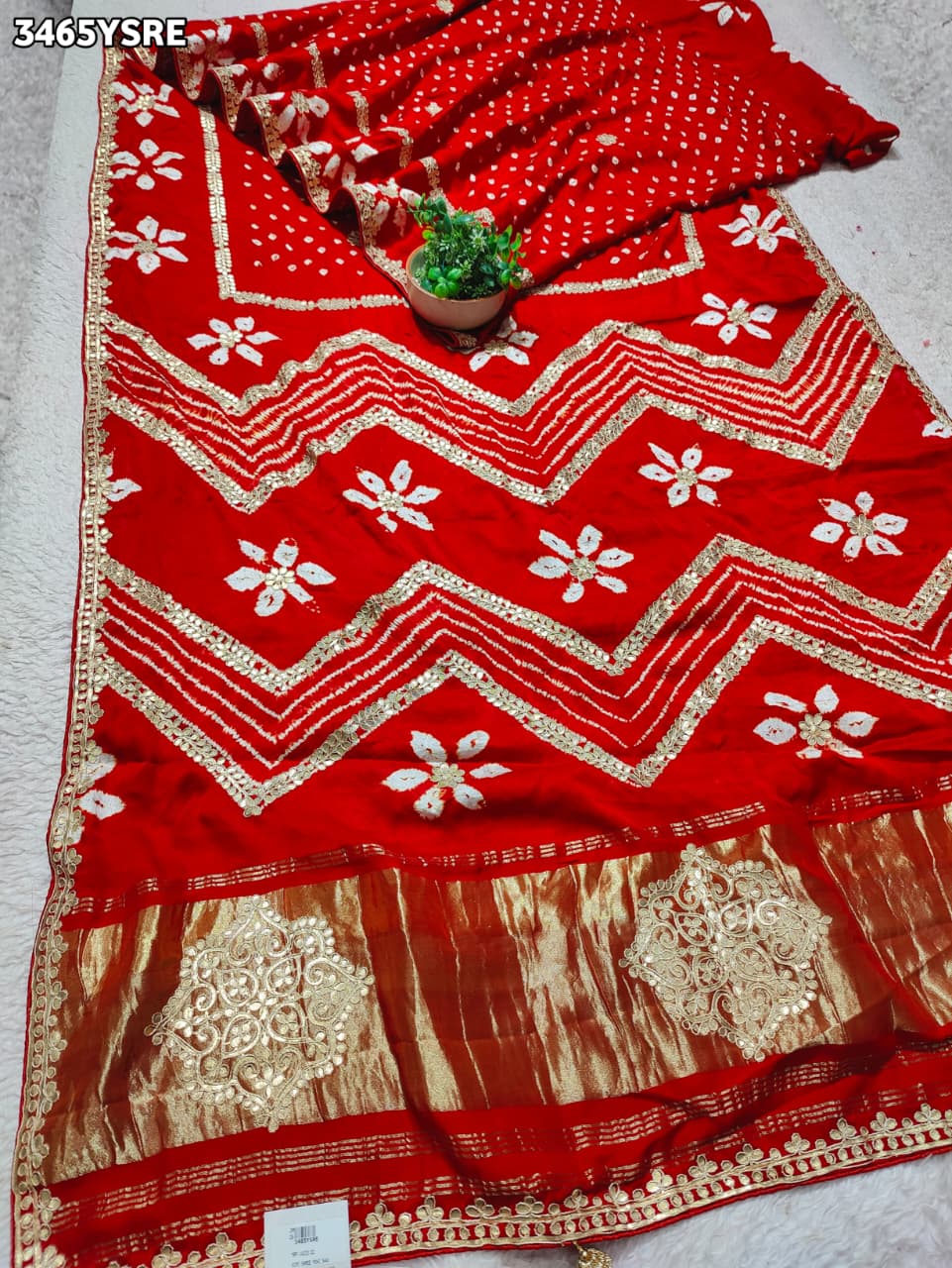 KcPc New Festive Wear Modal Silk Bandhani Style Saree with Gotapatti Work MOH