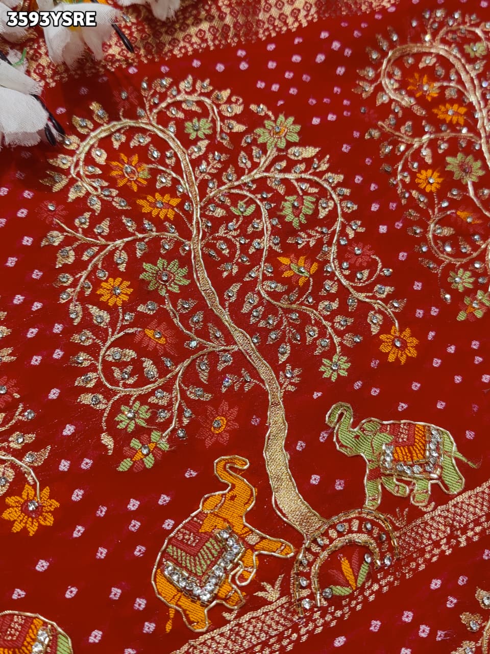 Buy New Traditional Bandhani Pattern Saree With Festive Wear KcPc