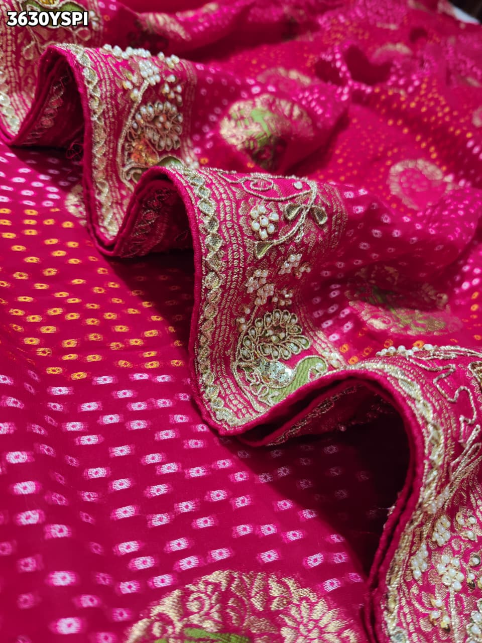 Buy New Festive Bandhani Saree with Cutdana Work KcPc