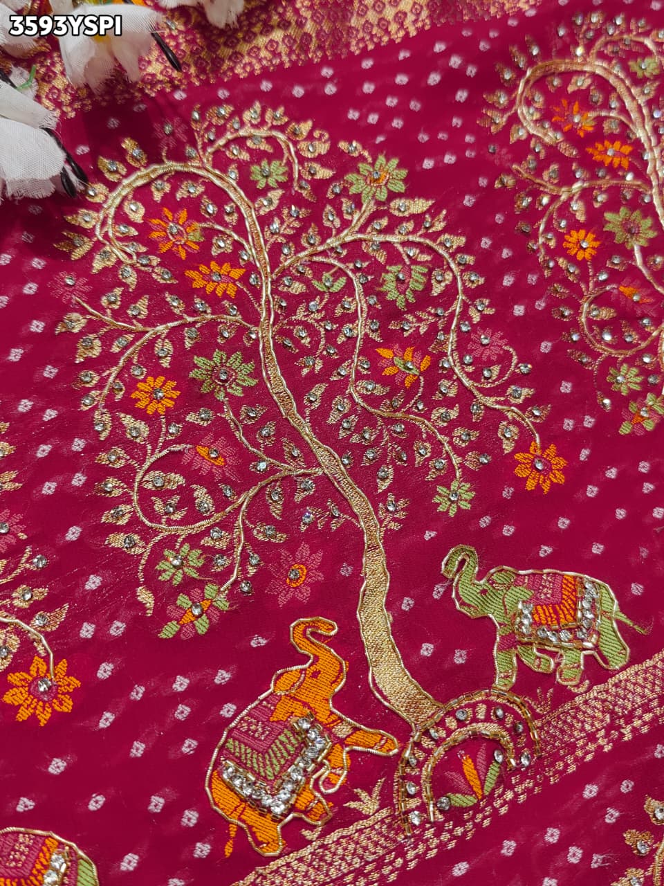 Buy New Traditional Bandhani Pattern Saree With Festive Wear KcPc