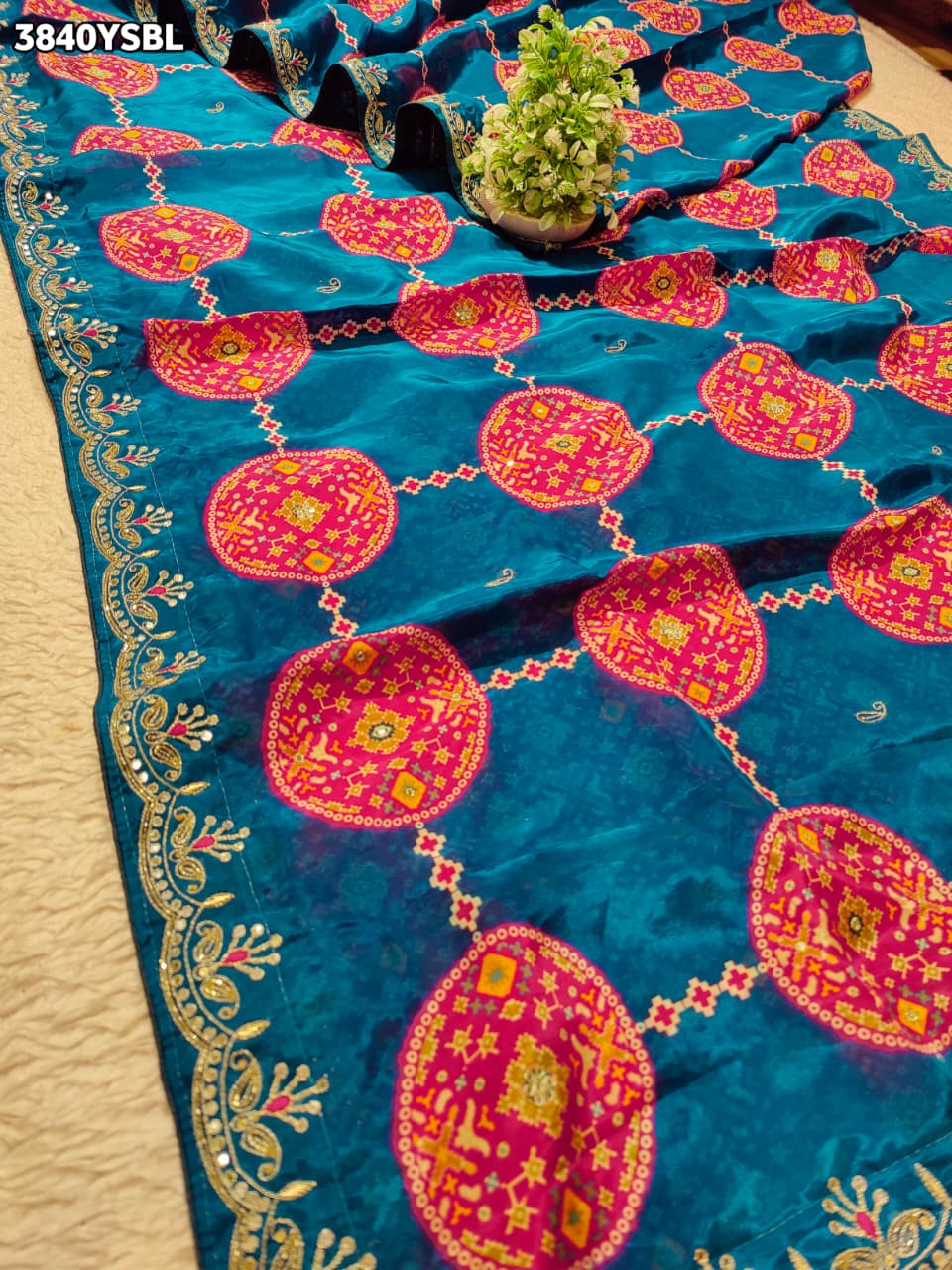 Buy New Patola Style Saree with Cutdana Work KcPc