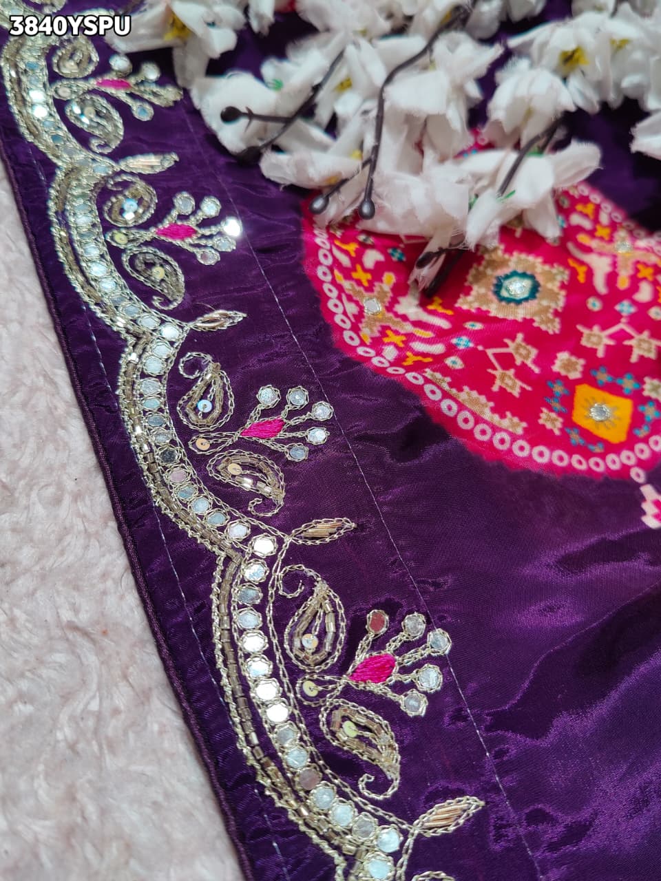 Buy New Patola Style Saree with Cutdana Work KcPc
