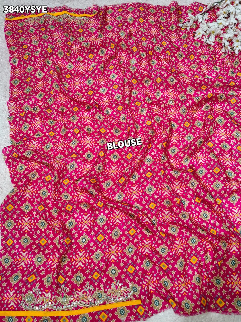 Buy New Patola Style Saree with Cutdana Work KcPc