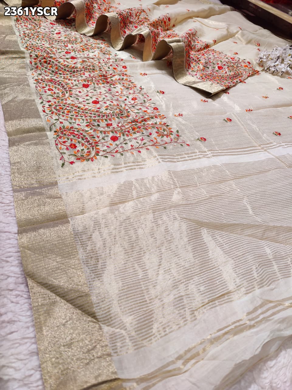 Buy New Launch Designer With Kashida Work Saree KcPc