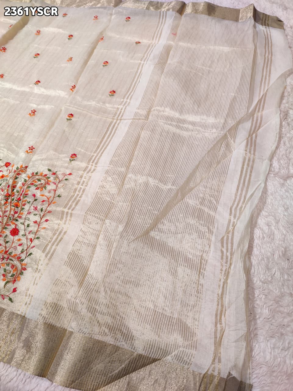 Buy New Launch Designer With Kashida Work Saree KcPc