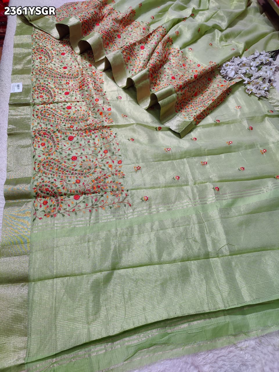 Buy New Launch Designer With Kashida Work Saree KcPc