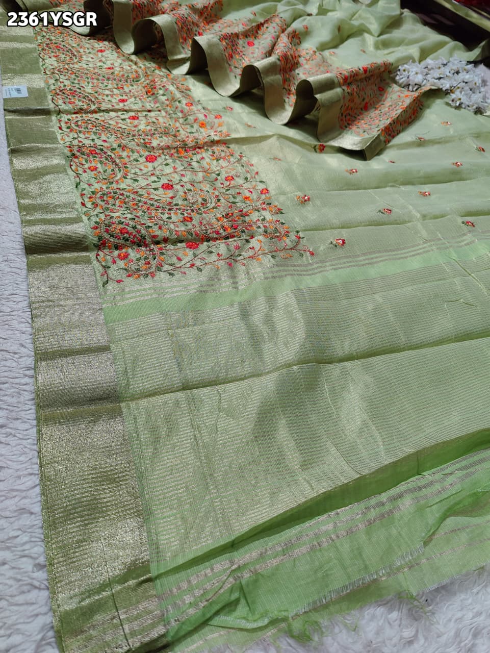 Buy New Launch Designer With Kashida Work Saree KcPc