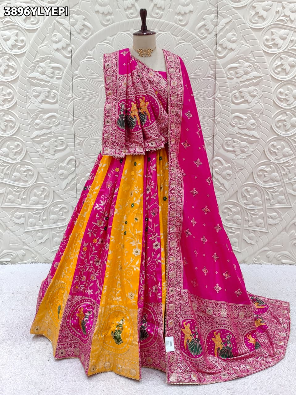 Buy Royal Festive Dola Silk Lehenga Banarasi Design