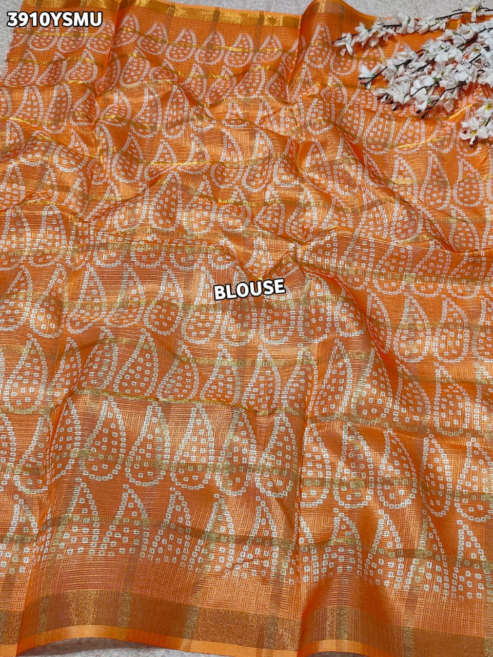 Buy Traditional Bandhani Style Kota Doria Saree Kcpc