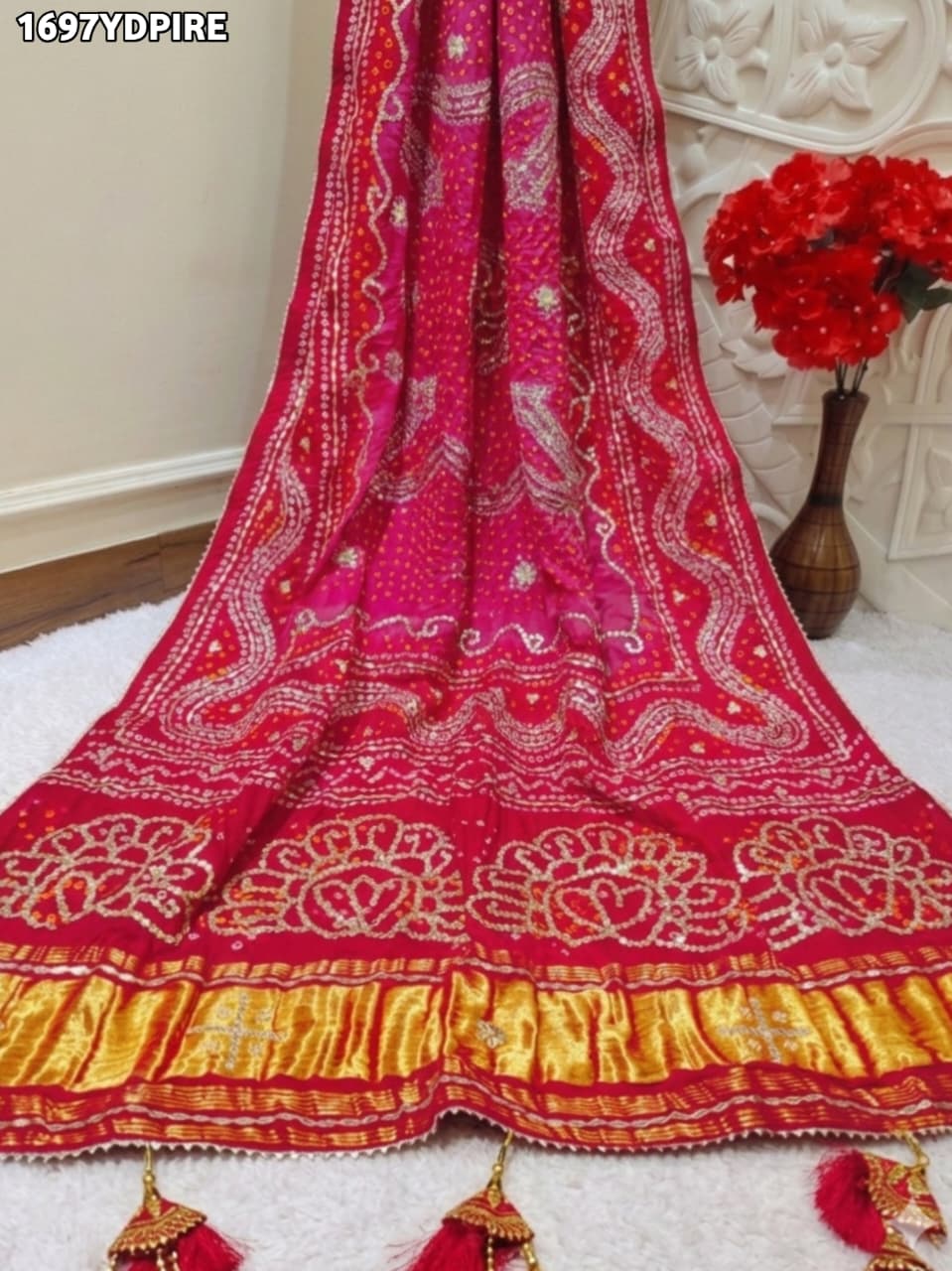 KcPc Latest New Designer Gaji Silk Bandhani Ghatchola Gotapatti Work DupattaSATISH